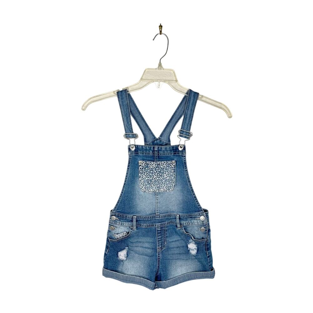 JORDACHE Girl’s White Floral Appliqué Overalls Size Large (10-12)
